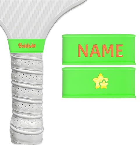 2 Stück personalisierte Namens-Tennisschläger-Griff-Silikonringe, Tennisschläger-Gummiringe, Tennisschläger-Befestigungsringe passend für Pickleball-Schlägergriffe, Badmintonschläger-Griffe