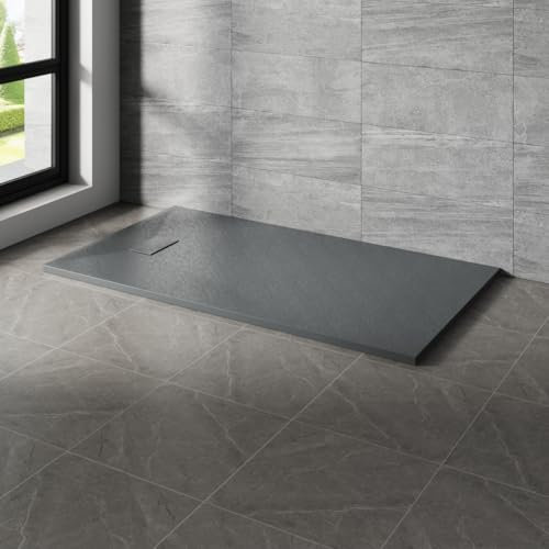 NRG 1500x900mm SMC Rectangle Shower Tray Anthracite Slip-Resistance Bathroom Shower Base Easy to Clean
