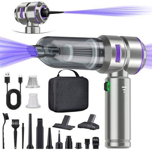 3-in-1 Handstaubsauger Akku,Auto Staubsauger Stark,18000PA Handstaubsauger Kabellos,3-Gang 200000 U/min Elektrische Staubgebläse Druckluftspray für Auto,Küche,PC,Sofa,Büro,Haus& Tierhaar Reinigung.