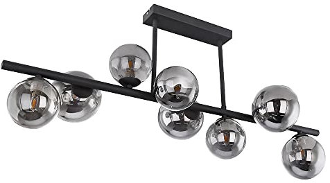 GLOBO Deckenleuchte mit Glas Strahler Kugel Deckenlampen Glaskugeln Esstisch, LED schwarz 9 flammig, 9x 3 W 9x 80lm 3000K, LxBxH 86x30x35,8 cm