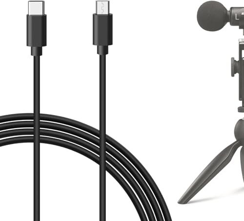 GEEKRIA Cable de micrófono Micro USB a USB C de Creators de 2 m, compatible con Shure MV7, MV88+, MV5, MV51, MVi (negro)