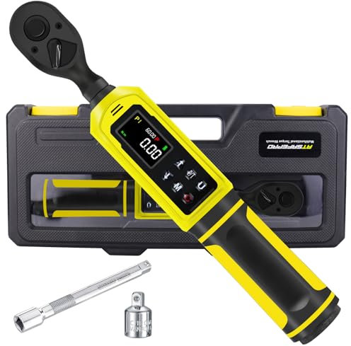 ATsafepro Chiave Dinamometrica Digitale 3/8 0.9-60 Nmchiave Dinamometrica Bici,±2% Precisione,4 Unità (in-lb/ft-lb/Nm/kg-cm), Display LCD Con Allarme Sonoro E LED Per Auto/Bici
