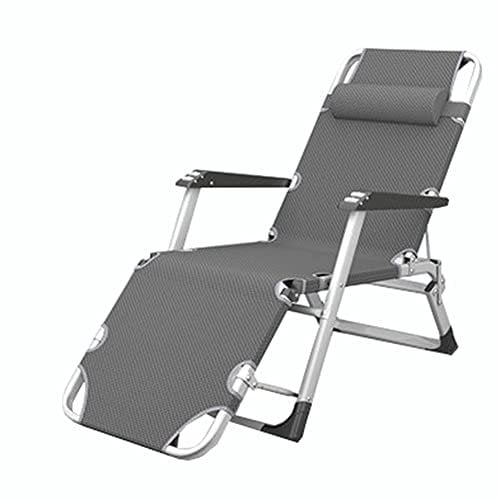 SZITW Zero Gravity Relaxsessel, zusammenklappbar, für Terrasse, Rasen, Pool, mit Abnehmbarer Kopfstütze, unterstützt 120 kg, Lounge-/Terrassenstühle für den Außenbereich (Farbe: Grau)