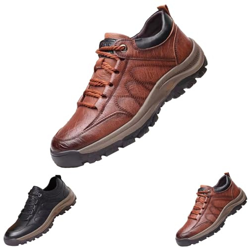 Generisch Botines de piel para hombre con cremallera, zapatos casuales para hombre, de piel, suela plana, zapatillas de fitness, antideslizantes, zapatos de senderismo, zapatillas de deporte de un