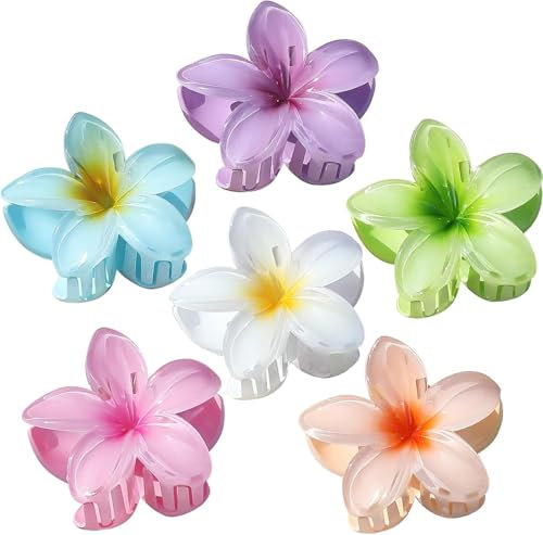 kinoco Pince Cheveux Lot de 6 Pinces à Cheveux Fleur Hawaïenne, Accessoires pour Cheveux Épais, Multicolore