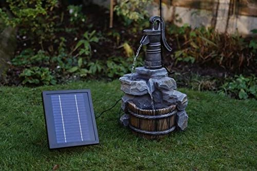 ASerZenith Indoor/Outdoor Garden Water Fountain Outdoor water fountain Battery Backup Garden Outdoor Solar Hand Pump Style Water Fountain Feature for Deck, Patio, Porch, Yard Decor De