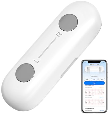 Monerr Portable ECG Monitor | Record and Store One-Lead ECG Signals | Monitor and Display Heart Rate for Home Health Care Use -White