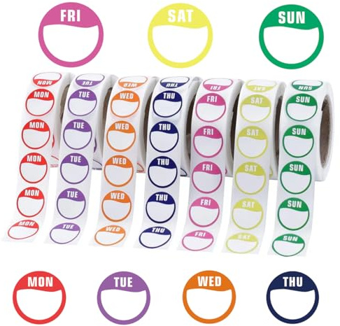 Date Labels for Food, 3500Pcs Week Day Dots Food Labels Stickers for Kitchen Restaurants Catering Outlets