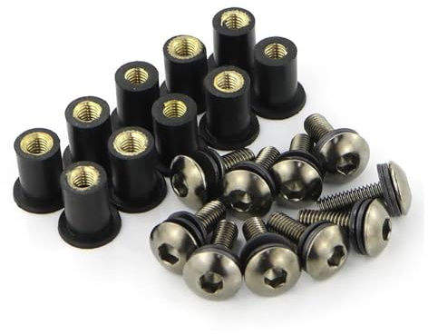 FZCSIMR Écrous Pare-Brise Kit Boulons Pare-Brise M5 pour Y&amaha FZ1 FZ6R FZ6 FZ16 FJR 1300 TDM 900 pour Tracer 900 MT-09 Kit visserie Moto(Titane)