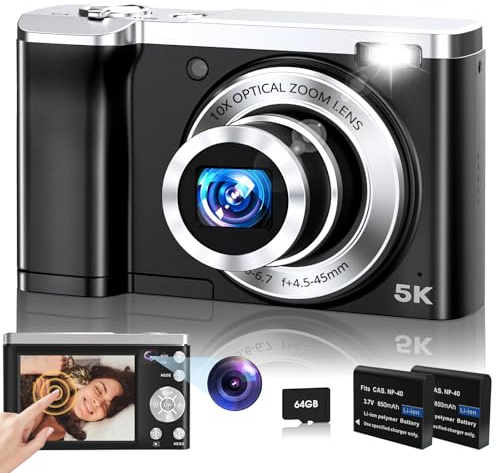 5K Digital Camera 56MP Cameras for Photography Autofocus,10X Optical Zoom