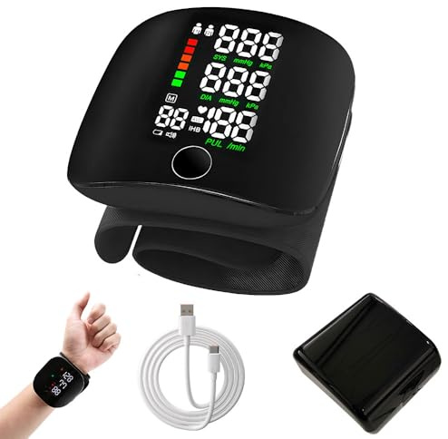 Automatisches Blutdruckmessgerät Handgelenk, Blutdruck Messgerät Handgelenk mit LCD-Bildschirm & Englisch Sprachansage, 2×99 Speicherplätze, Tragbar Digitaler Blutdruckmonitor