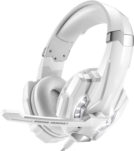 Irfora KOTION Each G9000 LED Casque de Jeu avec Micro pour Ordinateur de Bureau, Ordinateur Portable, Téléphones Mobiles, Console Jeu (Blanche)