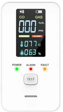 Kohlenmonoxid-Warnmelder,4-in-1 digitaler tragbarer Monitor - Wohnmobil Gaswarner mit Temperaturalarm,Für Zuhause, Schlafzimmer, Kinderzimmer, Küche, Flur, Keller, Wohnwagen, Wohnmobil, Hotel, Wohnhei