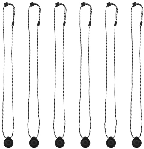 6pcs Magnetic Microphone Lanyard Adjustable No Clip Lavalier Holder | Black Nylon, Metal and Rubber Build, Presentations and Podcast Recording, Includes Button Style Lav Mic Holder