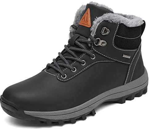 PASTAZA Warme Winterschuhe Herren Damen Winterstiefel Outdoor Winterboots Gefüttert Schneestiefel Schwarz 44