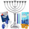 Zion Judaica Komplettes Chanukkah-Menora-Set, traditionelle Anmut Menora, satiniertes Silber, 44 Chanukka-Kerzen, 4 Dreidel, Chanukah-Leitfaden, Sack Schokolade Gelt