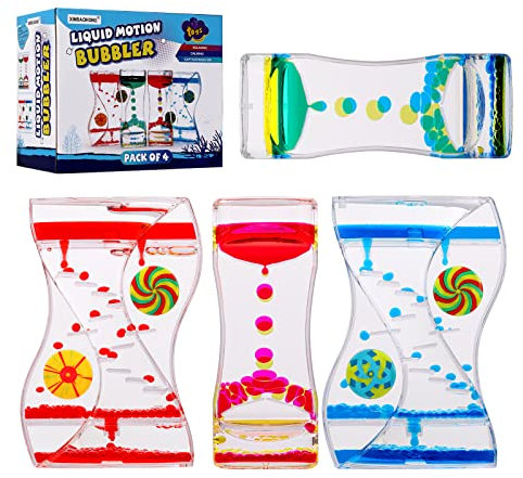 XINBAOHONG Tropfen Sanduhr Flüssig Bewegung Blasen 4 Stück Liquid Motion Bubble Timer Sanduhr Dekompressionsölleck Schreibtisch Spielzeug Geschenk for Kinder und Erwachsene