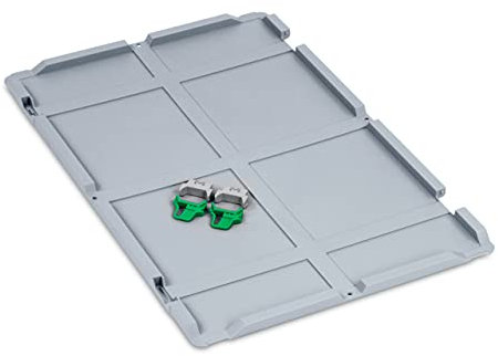 aidB Scharnierdeckel Set Eurobox NextGen ? 600 x 400, inkl. 2 grüne Schiebeschnappverschlüsse