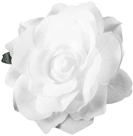 White Rose Hair Clip and Brooch 2 in 1, Artificial Flower Hairpin Wedding Party Accessories for Women