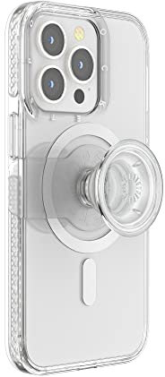 PopSockets: PopCase for MagSafe - Phone Case for iPhone 13 Pro with a Repositionable PopGrip Slide Phone Stand and Grip with a Swappable Top - Clear