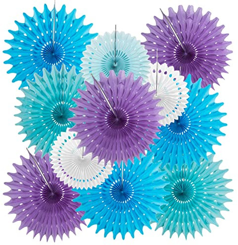 SUNBEAUTY Paper Fan Decorations 11Pcs Cold Purple Hanging Birthday Party Decorations Honeycomb Decoration Paper Fans for Birthday Wall Ceiling Photo Booth Backdrop Decor Wedding Baby Shower