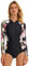 Beachkini Traje de baño para Mujer con protección Solar, Traje de baño de Manga Larga, Ropa de Surf de una Pieza con Cremallera,Peonía Negra,L