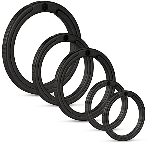 KeyUnity KA12BK Portachiavi Piatti in Titanio, 33/25/17,5 mm Anello Diviso a Spinta Laterale per Moschettone Chiave Torcia Coltello Cane ID Collare Tag (1L+2M+2S)