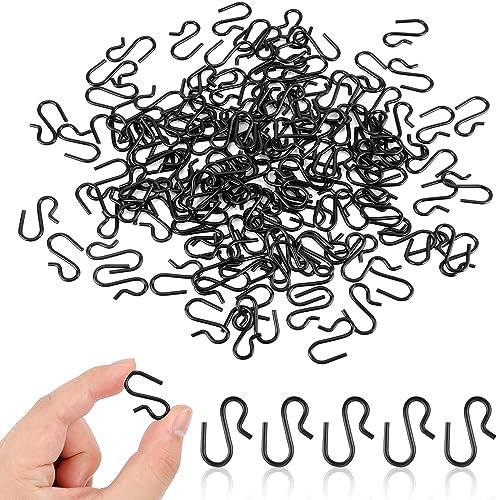 EKOCEV Mini S Haken 150 Stück 2,5cm Klein S-förmige Haken, Mini Schwarz Metall S Haken für Badezimmer Küche Schlafzimmer und Kunsthandwerk Schmuck Schlüssel Topfpflanzen zum Aufhängen