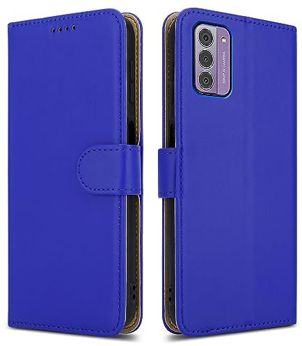 PIXFAB For Nokia G42 Leather Phone Case, Magnetic Closure Full Protection Book Folio Design, Wallet Case Cover [Card Slots] and [Kickstand] For Nokia G42 (5G) - Blue