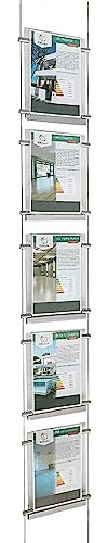 3DScube Présentoir à câbles Lumineux monofacial de vitrine, Evo LED KIT 1x5 avec dossiers Lumineux en plexiglass Format A4 Vertical, Porte-annonces pour agences immobilières, Studios Photo