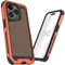 Ghostek Atomic Slim Magnetic iPhone 15 Pro Case, Compatible with MagSafe Accessories, Aluminum Metal Frame, Rugged Heavy Duty (6.1 Inch, Orange with Tan Fabric)