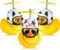 EGuangwiua Kuh Helm Gelbe Gummi Ente 3Stück Bauernhof Tier Gummi Enten Auto Armaturenbrett Dekoration Schwarz Weiß Kuh Druck Helm Ente Propeller Quietschen Spielzeug Geschenk