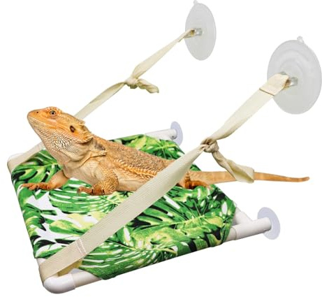 Eidechsen-Fenster-Sitzstange, Reptilienbett, Bartagamen-Fenster-Hängematte, Reptilienbehälterzubehör, Geeignet für Eidechse, Bartagame, Chamäleon, Kätzchen, Meerschweinchen, Ratte, 30 × 27 cm