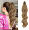 FESHFEN Pferdeschwanz Extensions Klammer, 50 cm Hair Extensions Zopf Lang Pferdeschwanz Haarteil Clip Gewellt Extensions Zopf Pferdeschwanz Haarverlängerung für Frauen Hellbraun & Naturblond