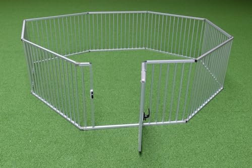 Callieway® Faltbarer ALUZAUN/Freilaufgehege/Welpenauslauf Safety Pro“ 8-teilig für Welpenaufzucht, Veranstaltungen und Campingurlaub (8m Umfang (8 x 65cm hoch/je 100cm lang))