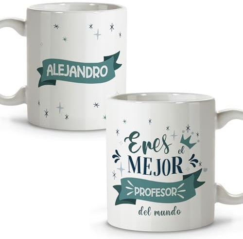 LolaPix Regalo profe. Taza personalizada. Tazas de cafe originales.Regalos originales para profesores. Taza cerámica 330 ml.