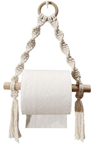 24x20cm Porte-Serviettes en Papier Macramé, Porte-Papier Hygiénique, Porte-Rouleau Papier Toilette en Macramé Tissé pour Toilette, Porte-Serviettes en Papier Fait À La Main en Corde Coton Macramé