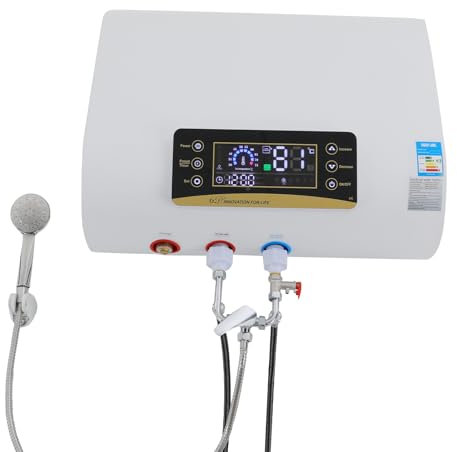 Calentador de agua eléctrico de 80 L, 2000 W, con función termostática, grifo de mano y pantalla digital para cocina, ducha y baño