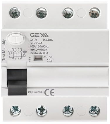 KZRGMFG GYL9 AC disjoncteur à Courant résiduel disjoncteur différentiel Interrupteur de sécurité 4P 25A 40A 63A 100A(4P 100A,300mA)