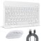 Wireless Keyboard and Mouse Set, 10'' Ultra Slim Bluetooth Keyboard and Mouse, Rechargeable for IOS, Mac, IPad, Windows and Android 3.0 and above OS (White)
