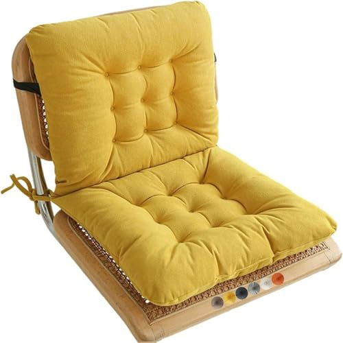 seokor Sitzkissen Stuhlkissen mit Rückenteil 40×40cm Rutschfestes Bürostuhl Stuhlauflage mit Bänder Niedriglehner Sitzpolster für Outdoor, Indoor, Küchen, Garten(#6)