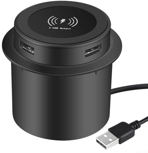 3-in-1 integriertes kabelloses Tischladegerät mit USB-Hub, 15 W Schnellladepad, 2 USB-Ports 5 V/2 A, kompatibel mit Handys, Tablets und