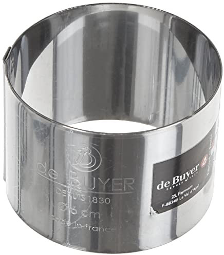 De Buyer - Cercle à entremets rond en inox - 6 x 4,5 cm - Fabriqué en France, Parfait pour Mousse, Entremets, Pâtisserie, Inox Durable qui Conserve sa Forme, Bonne Convection Thermique