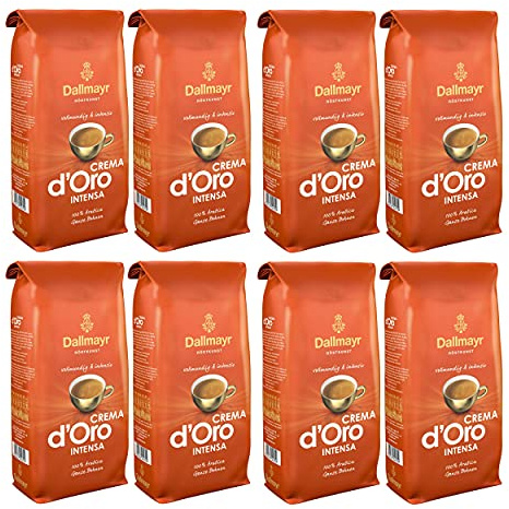 Dallmayr Crema d Oro Intensa Coffee, Whole Beans Pack of 8, 8 x 1000g