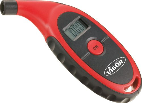 Vigor Reifendrucktester V1423 mit digitaler Anzeige (Messbereich: 0,15-7 bar, für Auto-, Motorrad- und Fahrradreifen)