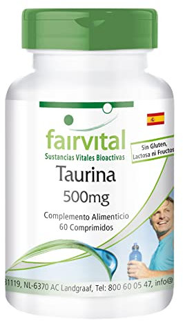 Taurina 500mg - VEGANO - Dosis alta - 60 Comprimidos - Calidad Alemana