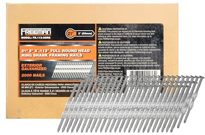 Freeman FR.113-2GRS 2-Inch by .113-Inch Plastic Collated Galvanized Ring Shank Framing Nail, 2000 Per Box
