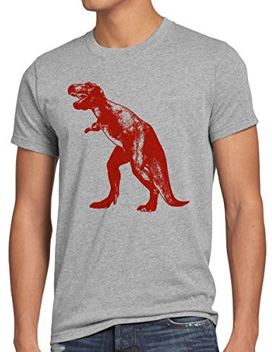 style3 Sheldon Dinosaurier T-Shirt Herren, Größe:XL, Farbe:Grau meliert