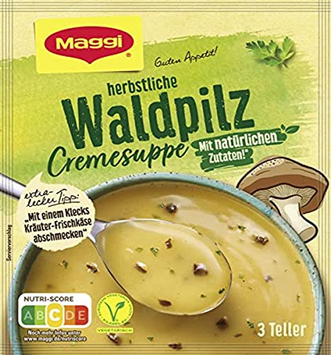 Maggi Waldpilzcreme Suppe, 3 Teller, 52 g (Ergibt 750 ml)