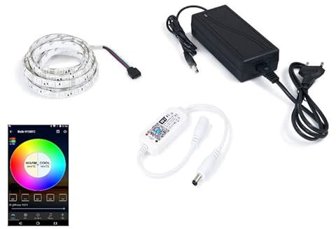 SMART LED Strip Kaltweiss 1m wifi 2,4Ghz mit APP | IP20 LED Streifen kaltweiss, selbstklebend | Musik Sync, funktioniert mit Alexa und Google (SMART 1m Kaltweiss IP20)